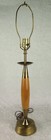Vintage Mid Century Modern Wood And Metal Lamp Candlestick Shape 31 Inch Tall