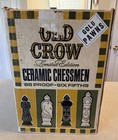 Vintage Old Crow Ceramic Chessmen Decanter Shipping Container Empty 17 x12 x17 
