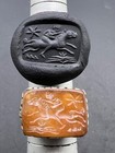 Rare Old Ancient Sassanian Antiquit  s Hunting Scene Story Intaglio Agate Ring