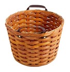 Amish Apple Pail Towel Storage Basket With Genuine Leather Handles