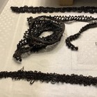 1741    vtg Antique  Fancy Age Tonejet Black Glass Bead Trim Lace Lot 1800s 20 Pcs