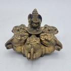 Indian Brass Kumkum Box For Make-up Powders  Spices  Ganesh Design  6 Sections