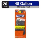 Hefty Heavy Duty Contractor Extra Large Trash Garbage Bags 45 Gallon   20 Count 
