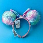 2022 Sequin Pastel Rainbow Tie Dye Headband Ears Disney Parks Minnie Mouse Us