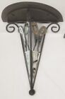2 Vintage Beveled Etched Glass Mirrored Wood Iron Wall Shelves Home Interiors