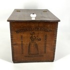 Antique Dovetail Walter Baker Co  Chocolate Wooden Box With Hinged Lid Crate