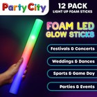 Party City 12pk Led Foam Glow Sticks 14   - In The Dark Multicolor 