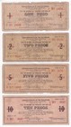 1942 Us Philippines 1  2  5   10 Pesos Negros Occidental Ww2 Emergency Notes