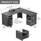 L Shaped Computer Desk Corner Home Office Study Table W file Drawer Power Outlet