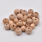 Zelkova Wood Beads 16mm  20pcs  Round Natural Unfinished