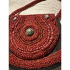 Vintage Sudha Hand Beaded Red Coral Purse Bag   Turquoise Red