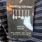 Working Kitchen Apron Unisex 28 X 36 Black White Cotton Striped Front Pocket