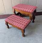 Vintage Wood 2 Step Bed Steps Foot Stool Library Stair Queen Anne Cherry M74