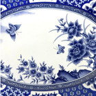 Imari Blossom China Retired Blue White Floral Butterfly 14  Oval Platter-rare 