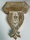 Carved White Washed Oak Wood Wall Sconce Shelf 9     Tall Floral Design 5 x8  Top