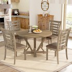 5piece Dining Room Table Set Wooden Round Kitchen Table And 4 Upholstered Chairs
