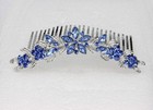 Gorgeous Blue Rhinestone Crystal Floral Hair Comb