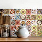 30 Pack  4x4 Inch Mediterranean Tile Stickers  Colorful Vintage Peel And Stick 