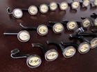 Vintage White Typewriter Glass Keys Lot 28 Cut Metal Back Crafts Jewelry
