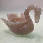 Pink Art Glass Swan Open Salt Cellar Dip Opalescent