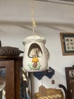 Vintage 1970s Ceramic    merry Mushroom    Style Hanging Planter lantern bird Feeder