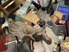 Large Leather Wrapped Moose Figure 12  Tall Statue Antlers Cabin Decor Hunting