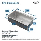 Cozy Undermount Stainless Steel Brush Sink 33x19x10 Inch With Accessory
