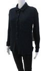Stateside Womens Cotton Waffle Knit Long Sleeve Button Down Shirt Blue Size M