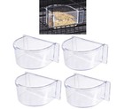 4 Pack Clear Plastic Bird Cage Seed   Water Feeder Cups - Durable   Easy Clean