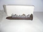Vintage Railroad Track Spike With Pewter Train Set Mounted Mib