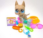 Littlest Pet Shop Grey Great Dane  184 With Accessories Authentic