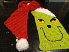 Unisex Grinch Hand Crochet Winter Neck Scarf Home Made Red Green New