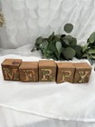 Vtg Handmade Merry Christmas Rustic Wooden Blocks Primitive Holiday Decor Shelf