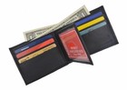 Mens Genuine Leather Black Flap Credit Card Id Holder Slim Bifold Wallet New