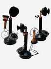 Vintage Antique Candlestick Rotary Dial Phone Copper Finish Telephone Home Decor