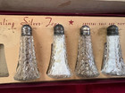 Vintage Sterling Silver Top Crystal Salt   Peppers 2 Pair
