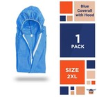 Blue Disposable Coveralls Hooded 50 Gsm Pp Painters Suit Hazmat 2x-large
