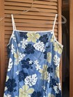 Vintage Blue Hawaiian Floral Print Maxi Dress With Front Slit