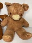 Lot Of 2 Vtg Handmade Teddy Bear Brown Bear 18  Blue Ribbon Brown mismatch Eyes