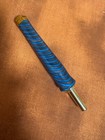 Hand Carved Turquoise   Gray Wood Seam Ripper Sewing 24k Gold Finish