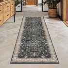 Boho Runner Rug 2x6 Black Washable Non Slip Low Pile Stain Resistant 24x72