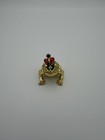 Bejeweled Frog Prince Hinged Trinket Box Green Enamel Red Crown Crystal Toad