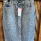 Cider Denim Rhinestone Knee Length Pencil Skirt Blue Silver Button Size L