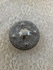 Vintage Glass Powder Jar   Vanity Dresser Silver Plate Lid Mirrored Inside