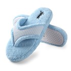Aerusi Women Plush Thong Spa Slippers Anti-slip Memory Foam Indoor House Shoes