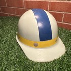 Vtg 1969 Super-glas Hard Hat With Blue And Yellow Stripe Design Kraft Foods 