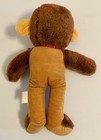Plush Corduroy Monkey With Buttons And Red Bow - Vintage Stuffed Animal Toy Vtg