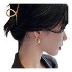 Gold Plated Hoop Dangle Medium Size Earrings Fashion Jewelry For Women 23mm