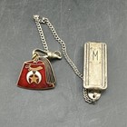 Vintage Enameled Shriner Fez Watch Fob   Pendant   Charm  