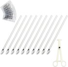 Body Piercing Kit - 11pcs Piercing Needles Clamps Kit Hollow Mix Needles 12g-20g